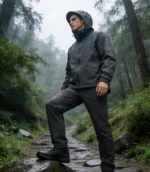 70D Nylon Spandex 4-Way Stretch 5-Layer Horizontal Channel Bonded Fabric With TPU & Polyester Liner, Windproof Down-Proof Composite Fabric For Winter Outdoor Hard Shell Jackets - 图片 5