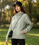 Trilobal Single Yarn Shiny Nylon Fabric DWR Lightweight Outdoor Jacket Shell - 图片 4