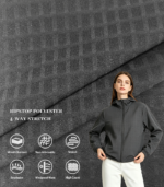 150D Ripstop 4-Way Stretch Polyester Fabric, Large Square Textured Mountain Cloth For Soft Shell Jacket, Outdoor Trousers & Functional Outerwear