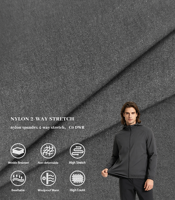 独立站主图模板2 160D*70D+40D Weft Elastic Nylon Fabric, Heavy-Duty 2-Way Stretch Textile For Soft Shell Jacket, Outdoor Trousers & Tactical Outerwear - 图片 1