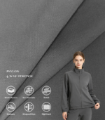 30/20 Wrapped Horizontal Stripe Nylon Fabric, 4-Way Stretch Textured Textile For Soft Shell Jacket, Outdoor Trousers & Functional Outerwear