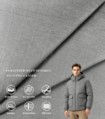 3050 Weft Stretch Polyester Spandex 2-Layer Fabric 7+0.4 Crinkle Stripe Texture Anti-Down Lining For Down Jacket Cotton Coat