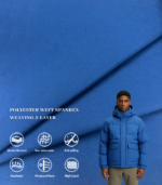 30D Polyester Weft Spandex 2-Layer Fabric 4.5cm Transverse Cut Anti-Down Lining For Down Jacket & Cotton Padded Coat