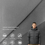 20D Nylon Weft Spandex 2-Layer Fabric Front Grid Jacquard Anti-Down Lining For Down Jacket & Cotton Padded Coat