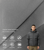 20D Nylon Weft Spandex 2-Layer Fabric Front Grid Jacquard Anti-Down Lining For Down Jacket & Cotton Padded Coat