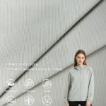Vertical Stripe Polyester Spandex 4-Way Stretch Fabric Bonded With Single-Side Knit Lining, Laminated Elastic Fabric For Yoga Wear, Casual Loungewear & Sports Tops