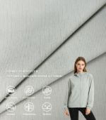 Vertical Stripe Polyester Spandex 4-Way Stretch Fabric Bonded With Single-Side Knit Lining, Laminated Elastic Fabric For Yoga Wear, Casual Loungewear & Sports Tops