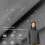 100D Polyester Spandex 4-Way Stretch 3-Layer Fabric Bonded With Polar Fleece Lining, Windproof Warm Composite Fabric For Winter Outdoor Hard Shell Jackets