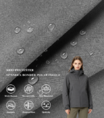 100D Polyester Spandex 4-Way Stretch 3-Layer Fabric Bonded With Polar Fleece Lining, Windproof Warm Composite Fabric For Winter Outdoor Hard Shell Jackets