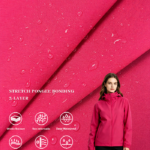 High Elastic 3-Layer Stretch Pongee Bonded Fabric With DWR Finish, Windproof Waterproof Composite Fabric For Outdoor Hard Shell Jackets & Mountaineering Outerwear
