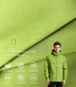 380T 0.15 Double Line Ripstop Pongee 3-Layer Bonded Fabric With Medium Breath TPU Film & Tricot Lining, Windproof Waterproof Hardshell Fabric For Outdoor Mountaineering Jackets