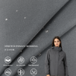 50D High Elastic Stretch Pongee 3-Layer Composite Fabric With High Breath PU Grid Film & Float Yarn Lining, Windproof Breathable Fabric For Outdoor Hiking Shell Jackets