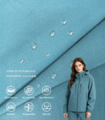 Stretch Pongee 3-Layer Bonded Composite Fabric, Windproof Waterproof Breathable Fabric For Outdoor Hiking & Mountaineering Shell Jackets