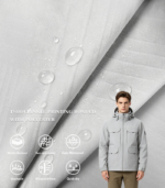 50D T800 Crinkle Printed 3-Layer PS Bonded Fabric, Soft Matte Wrinkle Composite Fabric For Fashion Outdoor Hiking Shell Jackets