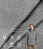 400T 0.3 Double Line Ripstop Nylon Taffeta 5-Layer Channel Bonded Fabric With TPU Film & Polyester Liner, Windproof Down-Proof Composite Fabric For Outdoor Down Hard Shell Jackets