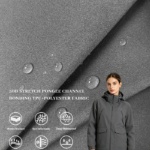 50D High Elastic 5-Layer Channel Bonded Fabric With Horizontal Baffles, TPU Composite Stretch Pongee Down-Proof Fabric For Winter Outdoor Hard Shell Jackets