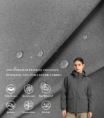 50D High Elastic 5-Layer Channel Bonded Fabric With Horizontal Baffles, TPU Composite Stretch Pongee Down-Proof Fabric For Winter Outdoor Hard Shell Jackets
