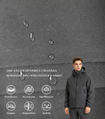 70D Nylon Spandex 4-Way Stretch 5-Layer Horizontal Channel Bonded Fabric With TPU & Polyester Liner, Windproof Down-Proof Composite Fabric For Winter Outdoor Hard Shell Jackets