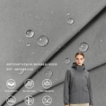 390T Matte Mini Rhombus Ripstop Nylon Laminated with Clear TPU Membrane, Windproof Waterproof Fabric for Functional Outerwear