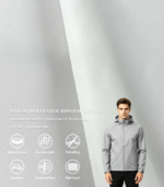 300T Full Dull Rhomb Ripstop Pongee Fabric DWR Light Outdoor Jacket Shell