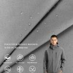 350T High-F Pongee Laminated with Grey High Breathable PU Membrane, Waterproof Breathable Functional Fabric for Seasonal Outerwear