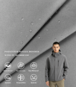 350T High-F Pongee Laminated with Grey High Breathable PU Membrane, Waterproof Breathable Functional Fabric for Seasonal Outerwear