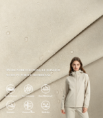 High Elastic Twill Pongee Bonded White PU Membrane, 2/2 Twill Soft Laminated Fabric for Warm Functional Outerwear
