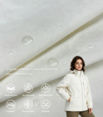 30D Nylon Spandex Laminated with White Two-Component PTFE Membrane, Lightweight Stretch Waterproof Breathable Fabric for Outdoor Apparel