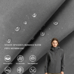 70D Matte Nylon Spandex with Floating Yarn Texture Laminated with Single-Component PTFE Membrane, Stretch Waterproof Functional Fabric
