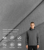 Double Weft Super Stretch PA66 Nylon Fabric, Light Weight Woven Polyamide Textile For Light Weight Outdoor Jacket & Functional Streetwear Outerwear