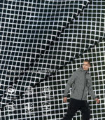 300T Polyester Pongee Gradient Grid Reflective Printing Fabric For Lightweight Outdoor Jacket & Night Sports Outerwear